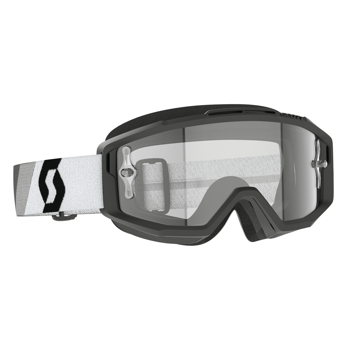 Scott Split OTG Adult MX Goggles - Premium Black White - Clear Works Lens