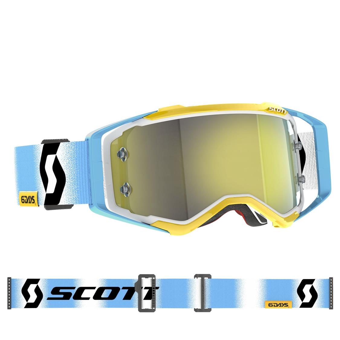 Scott Prospect Adult MX Goggles - 6 Days ARG White Blue - Yellow Chrome Works Lens