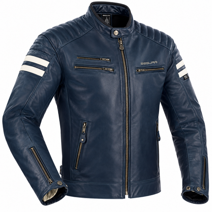 Segura 2XL Retro Leather Jacket - Blue White