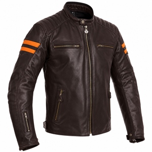 Segura Retro Leather Jacket - Brown Orange