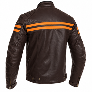 Segura Retro Leather Jacket - Brown Orange
