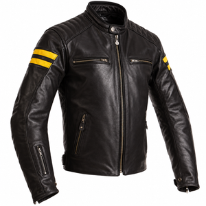 Segura XL Retro Leather Jacket - Black Yellow