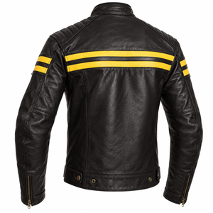 Segura XL Retro Leather Jacket - Black Yellow