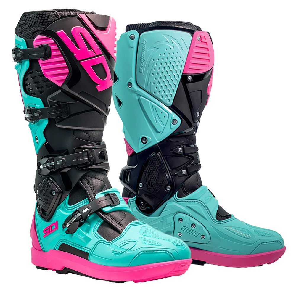 Sidi Crossfire 3 SRS MX Boots - Black Mint Pink