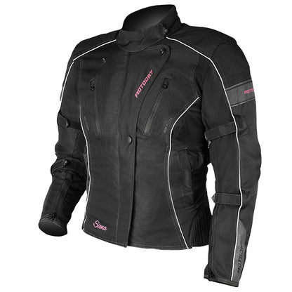 Motodry Ladies Siena Waterproof Jacket - Black / Magenta