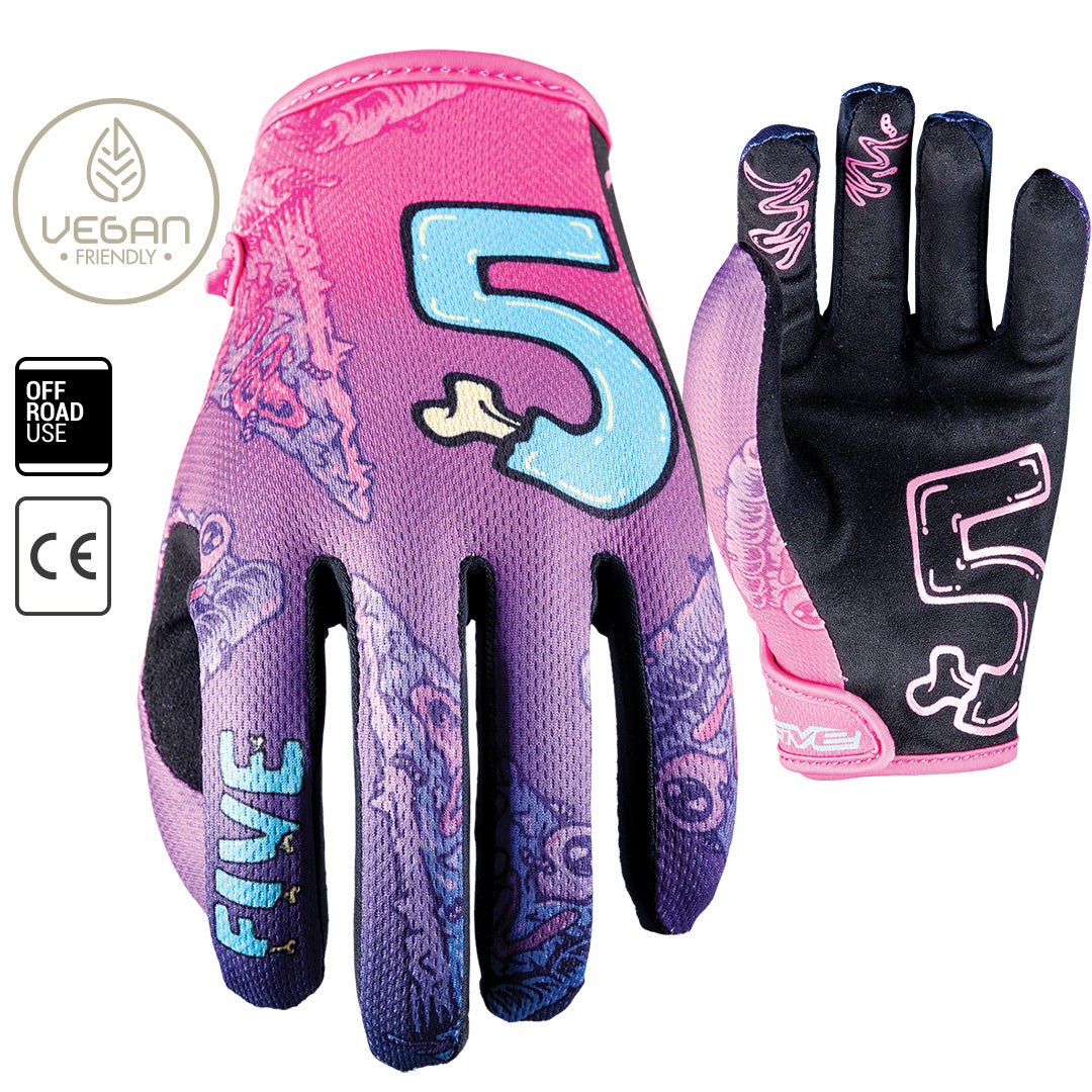 Five MXF4 Youth MX Gloves - Slice Kid Neon Purple