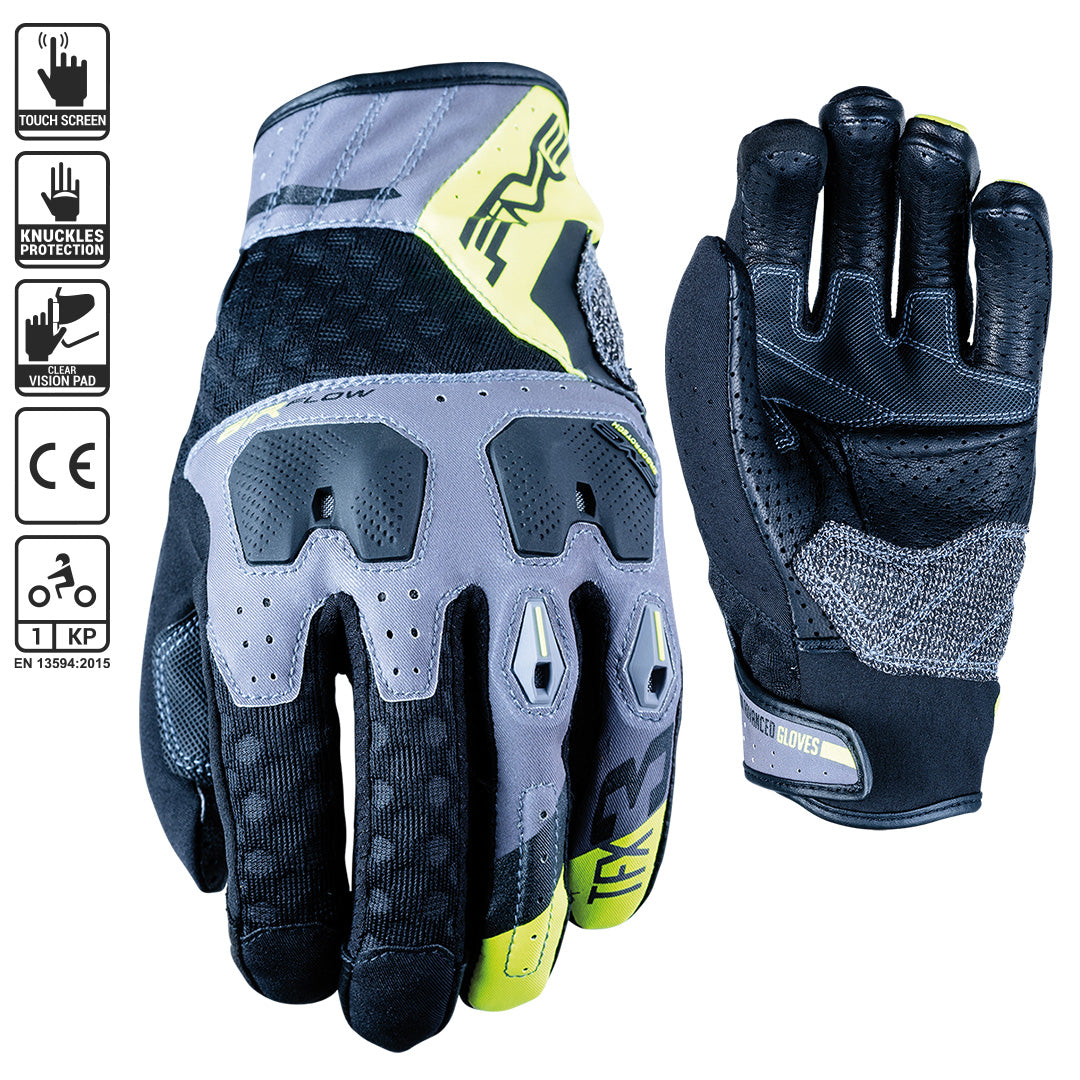 Five TFX3 Airflow Gloves - Grey / Fluro Yellow