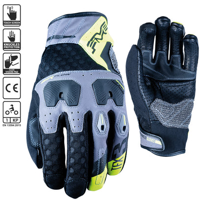 Five TFX3 Airflow Gloves - Grey / Fluro Yellow