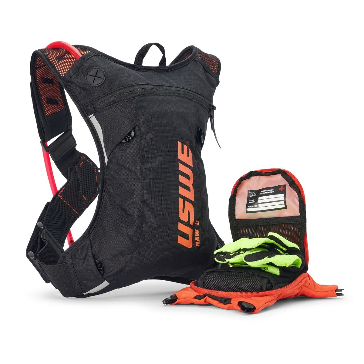 USWE Raw 8L Hydration Pack - Black Orange