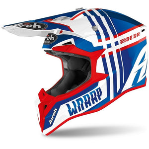 Airoh Wraap Youth MX Helmet - Broken Red / Blue
