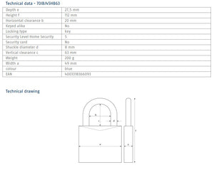 Abus Brass Padlock - 70IB - 45HB63