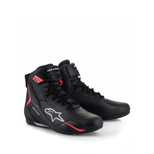Alpinestars Stella Faster-4 Drystar Riding Shoes - Black / Gray / Coral Fluoro