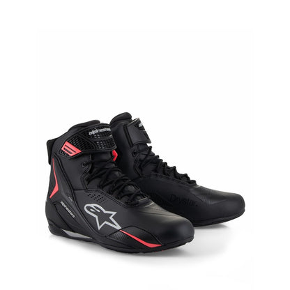 Alpinestars Stella Faster-4 Drystar Riding Shoes - Black / Gray / Coral Fluoro