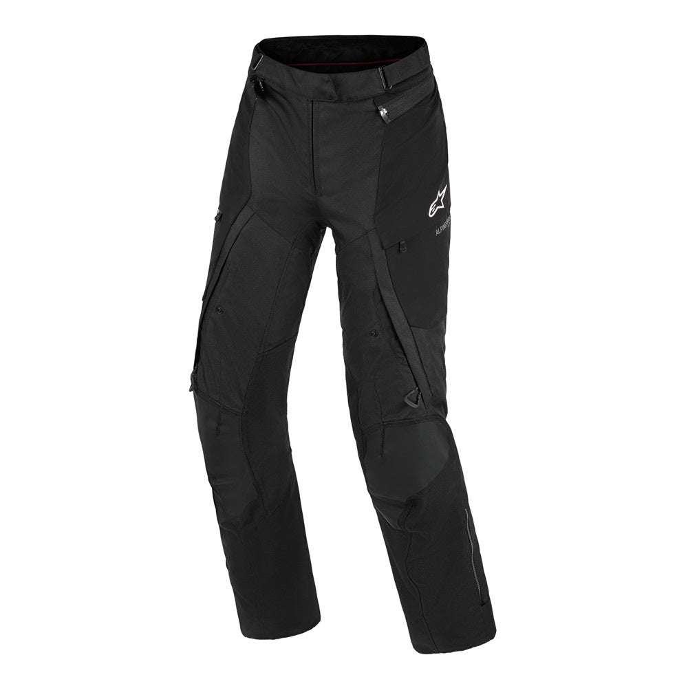 Black pants with multiple pockets on a white background
