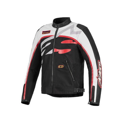 Alpinestars Axton Leather / Textile Jacket - Black / Off White / Bright Red