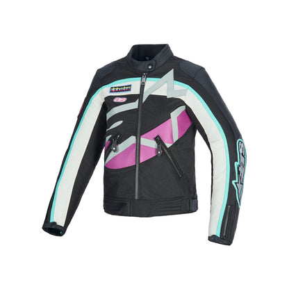 Alpinestars Idles Womens Leather / Textile Jacket - Black / Off White / Purple