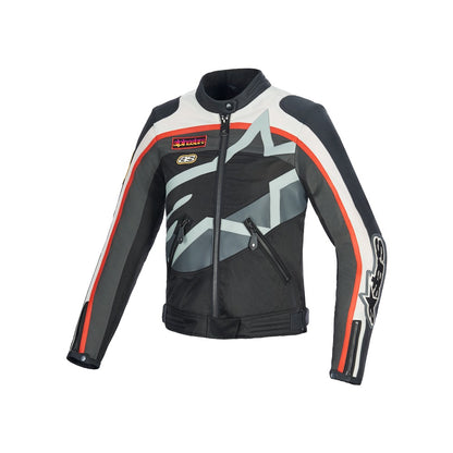 Alpinestars Idles Womens Leather / Textile Jacket - Off White / Flame Red / Black