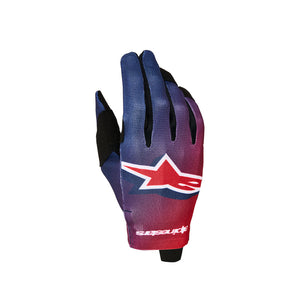 Alpinestars Radar Adult MX Gloves - Fire Red / Deep Blue