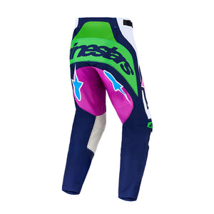 Alpinestars Techstar Adult MX Pants - Maven White / Blithe Blue / Green Fluoro
