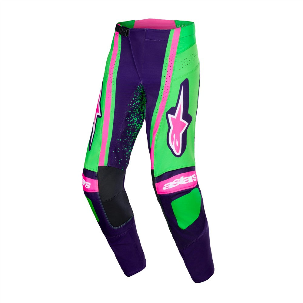 Alpinestars Techstar Adult MX Pants - Nomur Deep Purple / Green / Pink Fluoro
