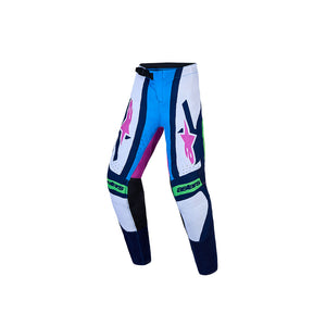 Alpinestars Supertech Youth Pants - Maven White / Blithe Blue / Green Fluoro