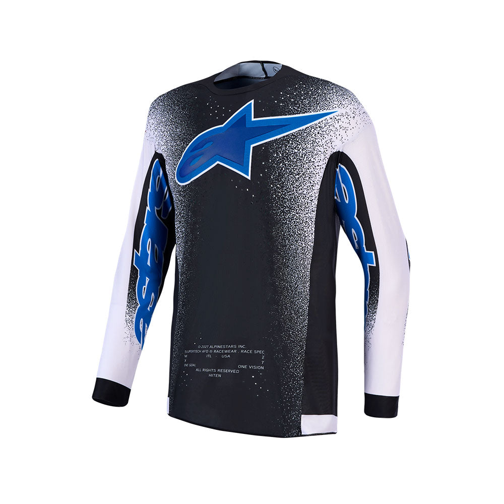 Alpinestars Supertech Adult MX Jersey - AFD Hiten Black / Light Lilac / Blithe Blue