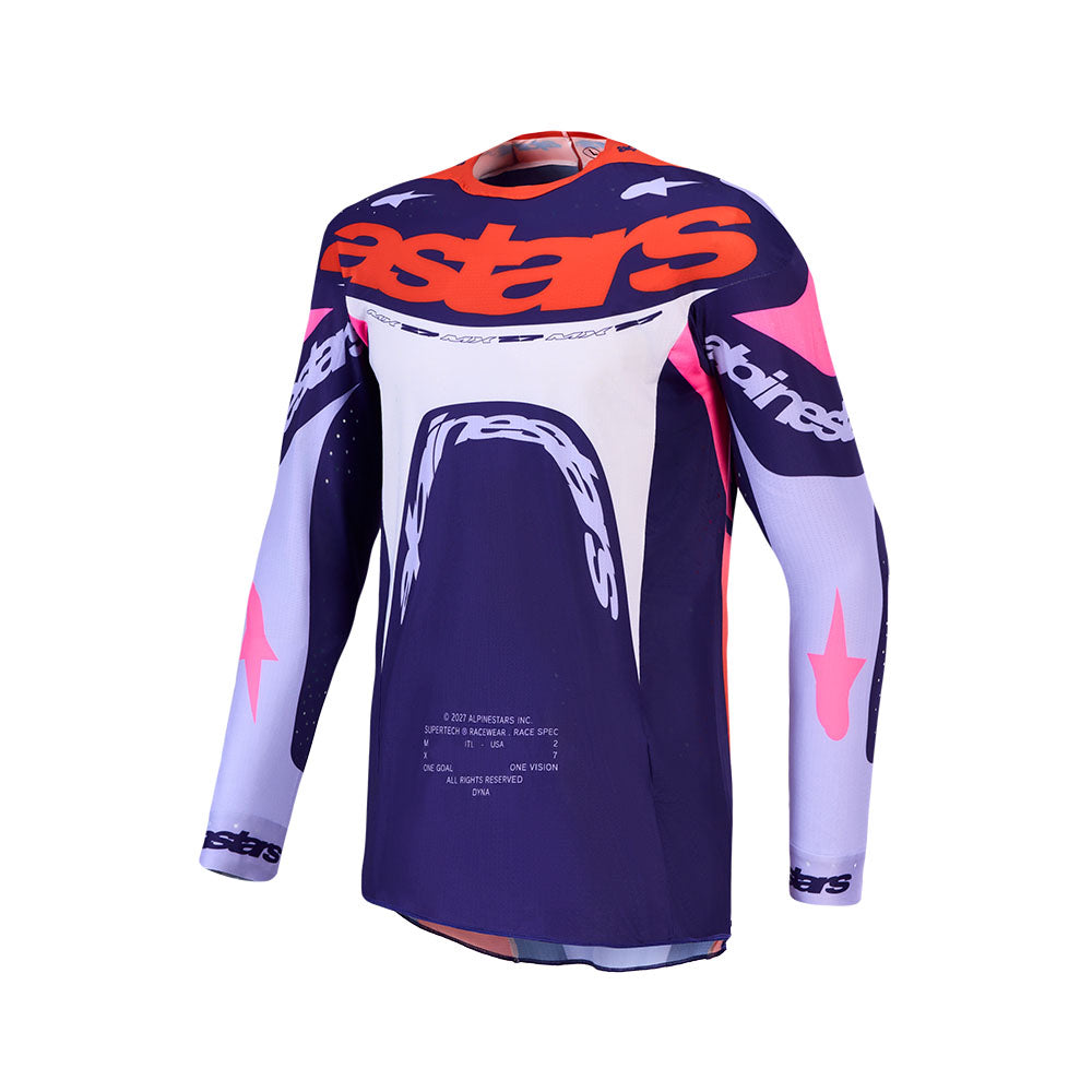 Alpinestars Supertech Adult MX Jersey - Dyna Light Violet / Deep Purple / Pink Fluoro