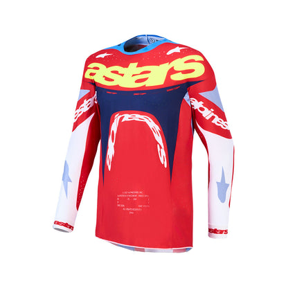 Alpinestars Supertech Adult MX Jersey - Dyna Fire Red / White / Navy / Blue