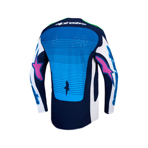 Alpinestars Techstar Adult MX Jersey - Maven White / Blithe Blue / Green Fluoro