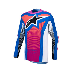 Alpinestars Techstar Adult MX Jersey - Maven White / Hot Coral / Blithe Blue