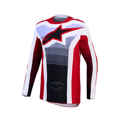 Alpinestars Techstar Adult MX Jersey - Maven Fire Red / White / Lavender / Black