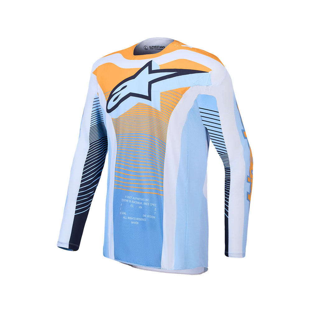 Alpinestars Techstar Adult MX Jersey - Maven Dust Blue / Tangerine / Black