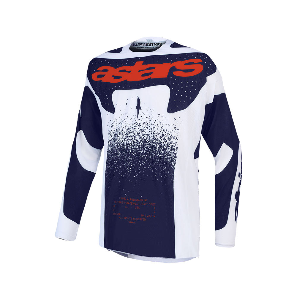 Alpinestars Techstar Adult MX Jersey - Swan Light Lilac / Dark Gray / Red Fluoro