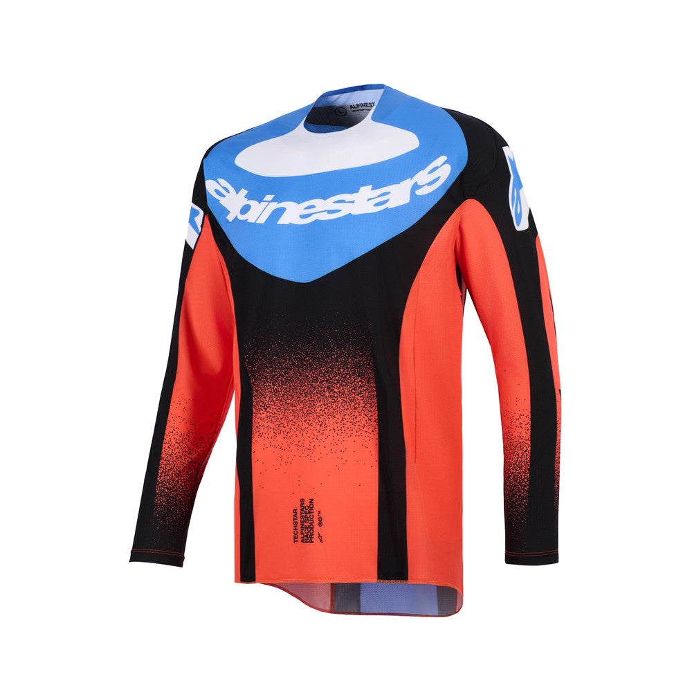 Alpinestars Techstar Adult MX Jersey - Knif Orange / Black / UCLA Blue