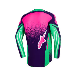 Alpinestars Techstar Adult MX Jersey - Nomur Deep Purple / Green / Pink Fluoro