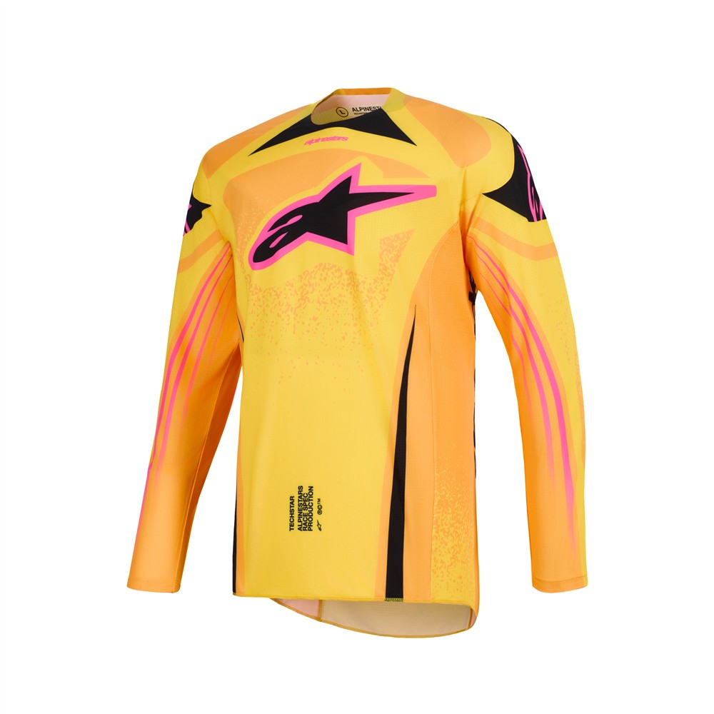 Alpinestars Techstar Adult MX Jersey - Nomur Orange / Yellow / Pink