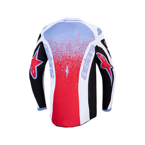 Alpinestars Fluid Adult MX Jersey - Drag Black / White / Light Blue / Red Fluoro