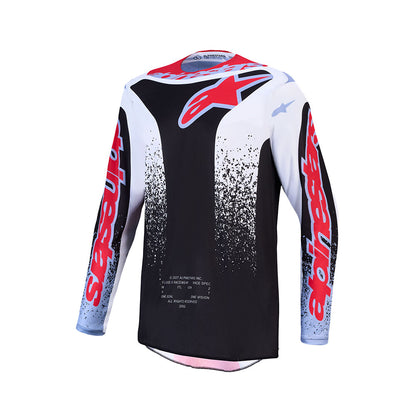 Alpinestars Fluid Adult MX Jersey - Drag Black / White / Light Blue / Red Fluoro