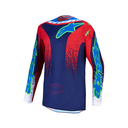 Alpinestars Fluid Adult MX Jersey - Drag Blue / Navy / Fire Red / White
