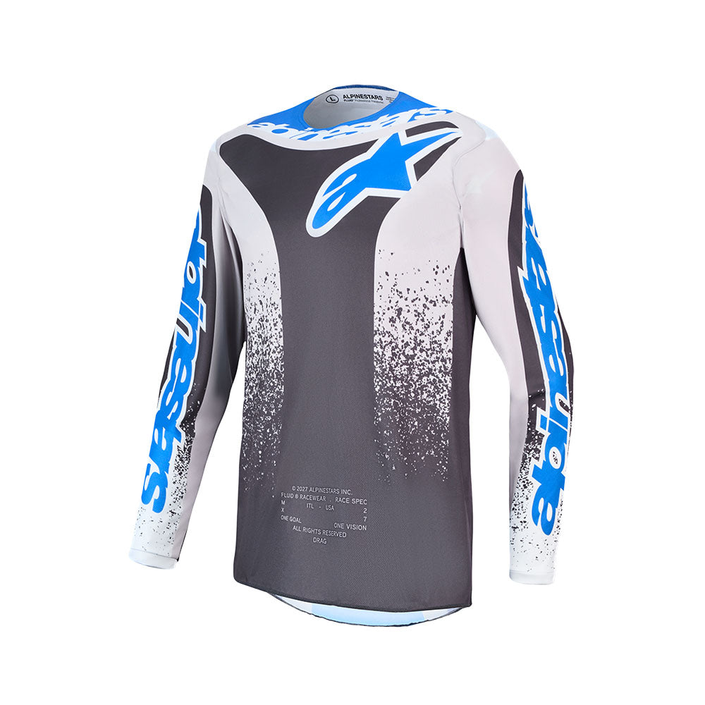 Alpinestars Fluid Adult MX Jersey - Drag Graystone / Light Lilac / UCLA Blue / Black