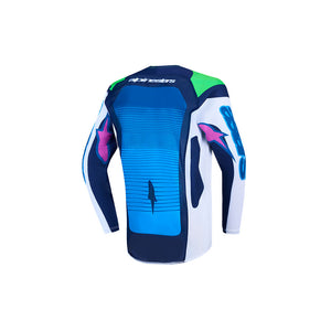 Alpinestars Youth Supertech MX Jersey - Maven White / Blithe Blue / Green Fluoro