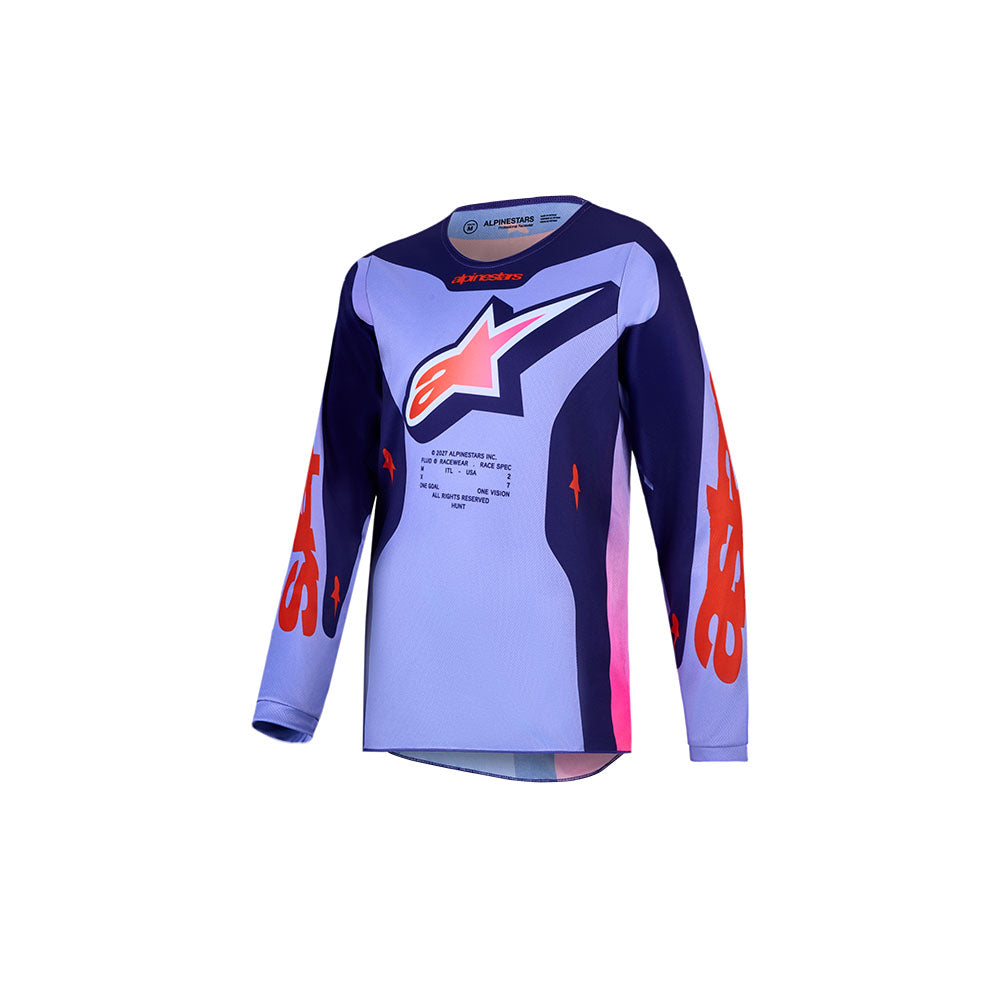 Alpinestars Youth Fluid MX Jersey - Hunt Light Violet / Deep Purple / Pink Fluoro
