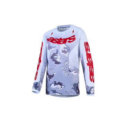 Alpinestars Youth Fluid MX Jersey - Lone Gray Camo / White / Fire Red