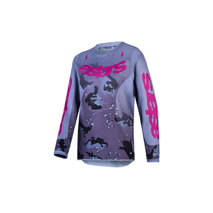 Alpinestars Youth Fluid MX Jersey - Lone Gray Camo / Purple