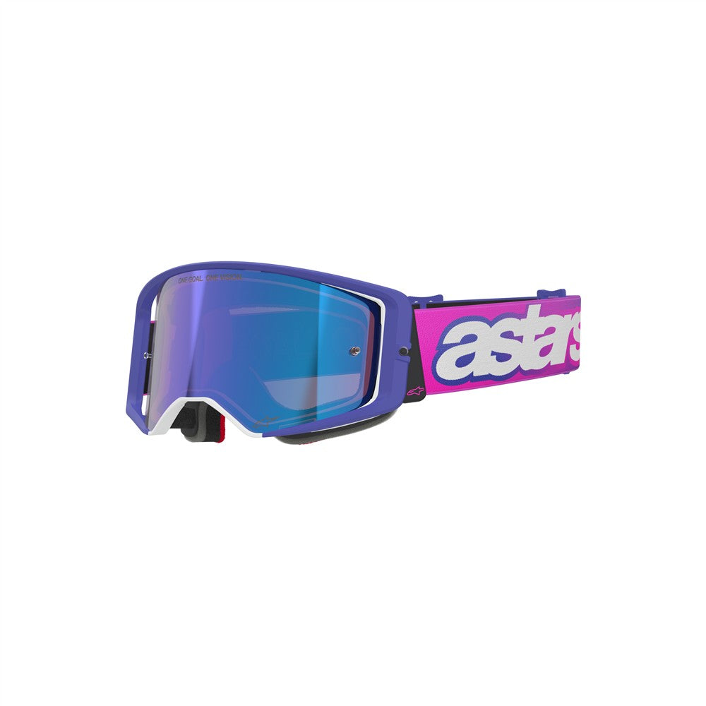 Alpinestars Supertech Adult MX Goggles - Vista Purple / Fluoro Pink - Mirror Blue Lens