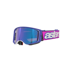 Alpinestars Supertech Adult MX Goggles - Vista Purple / Fluoro Pink - Mirror Blue Lens