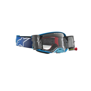 Alpinestars Supertech Adult MX Goggles - Firma 2.0 Blue / Silver - Clear Lens Roll Off System