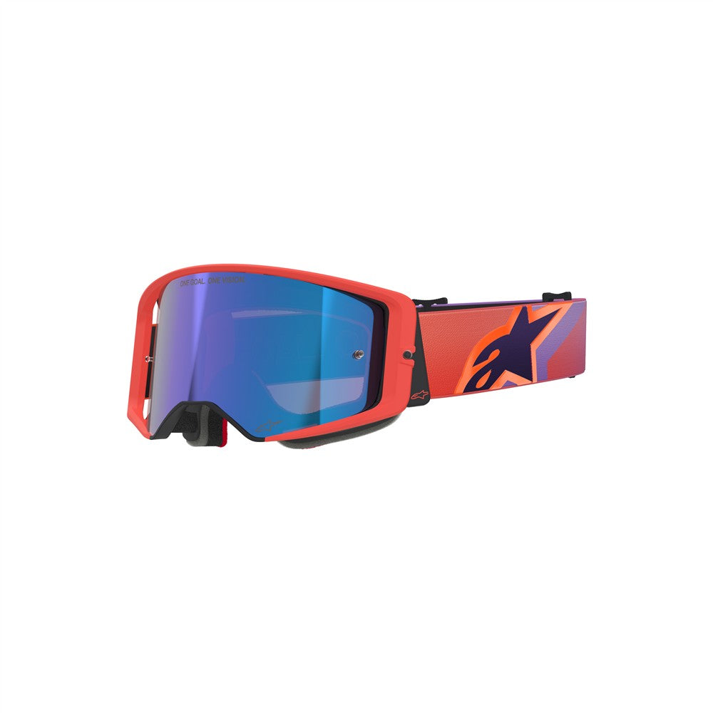 Alpinestars Supertech Adult MX Goggles - Corp Hot Coral / Purple - Mirror Blue Lens