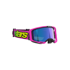 Alpinestars Vision 8 Adult MX Goggles - Vista Pink Fluoro / Yellow Fluoro - Mirror Blue Lens