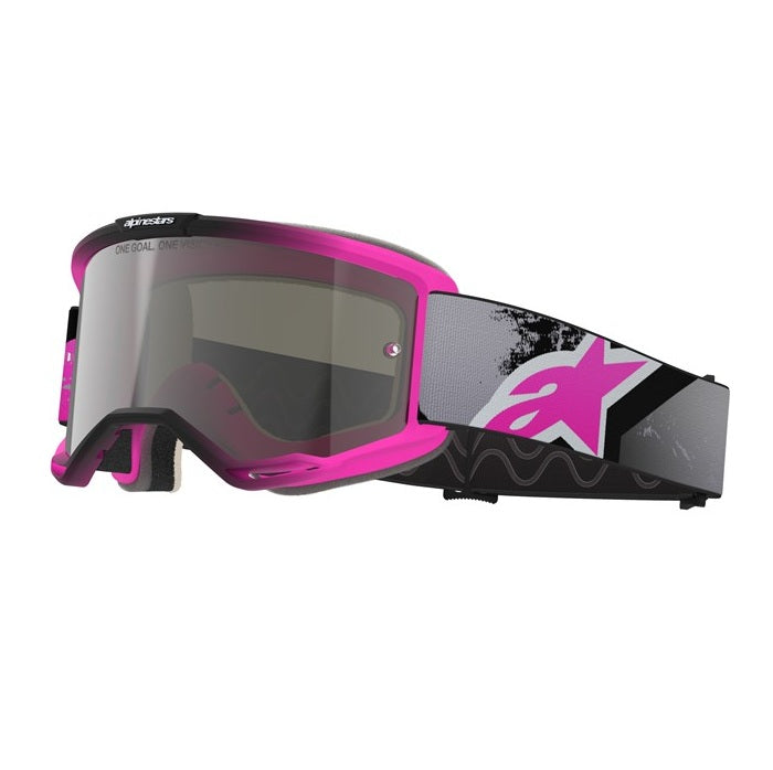 Alpinestars Vision 5 Adult MX Goggles - Lahnd Iron / Pink Fluoro - Mirror Silver Lens